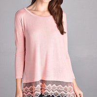 Lightweight Long Sleeve with Lace Hem Detail-Lola Monroe Boutique