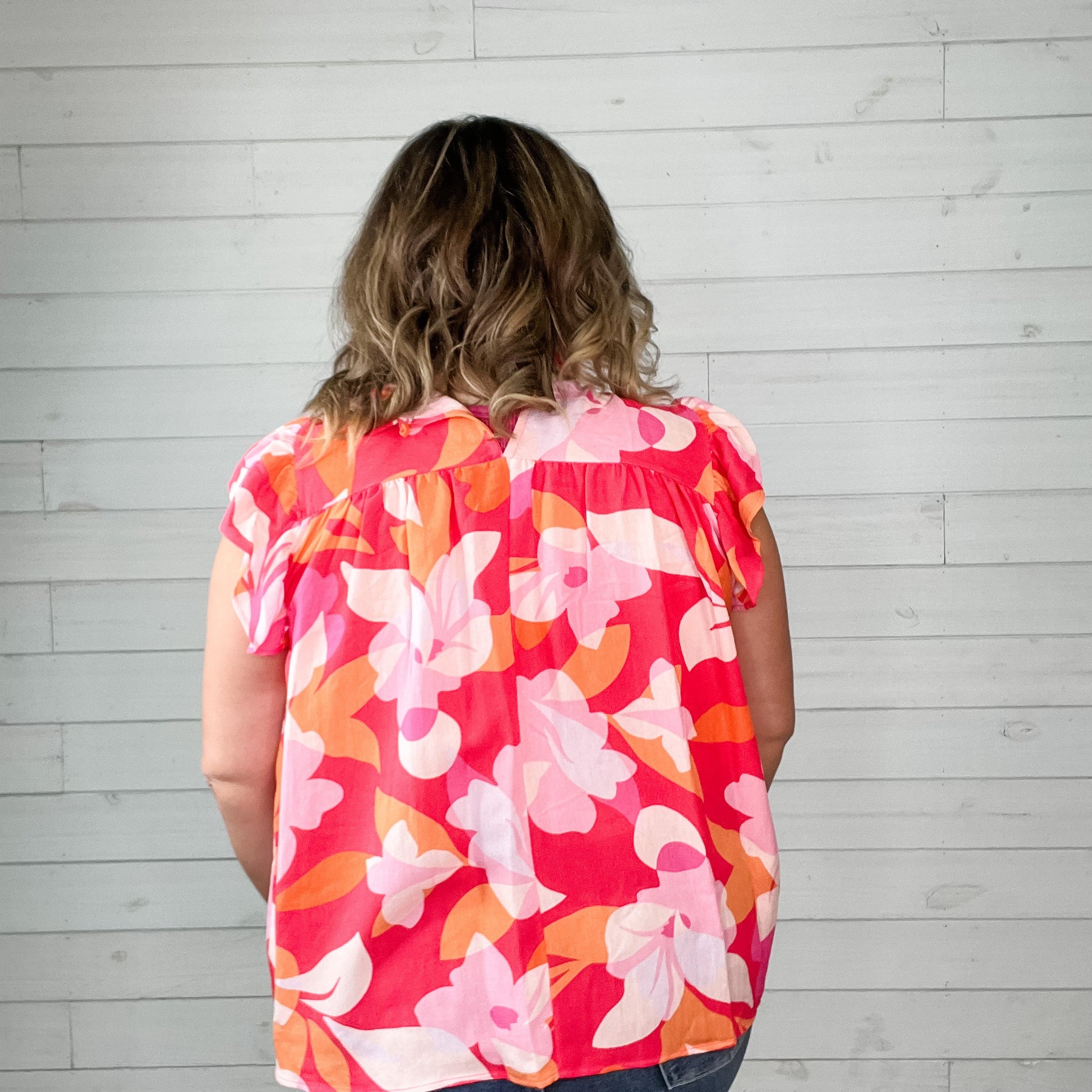 "Lilo" Floral Ruffle Collar and Cap Sleeve
