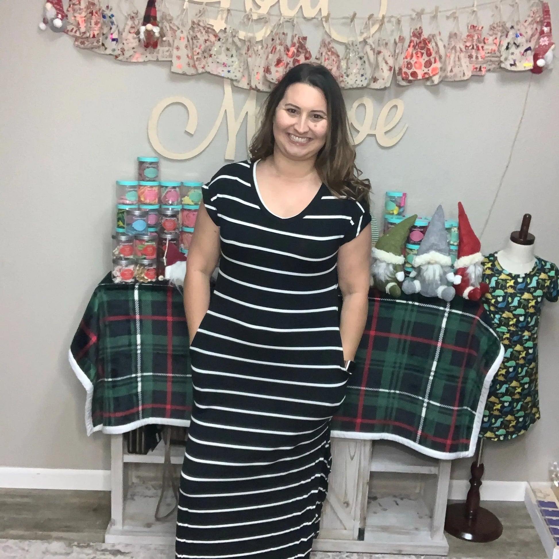 "Line It Up" Cuff Sleeved Maxi with Pockets-Lola Monroe Boutique