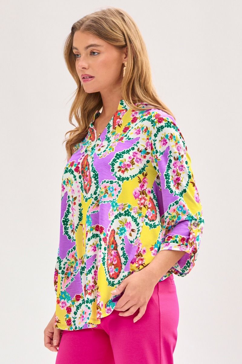 Dear Scarlett "Barramundi" 3/4 Sleeve Split Neck