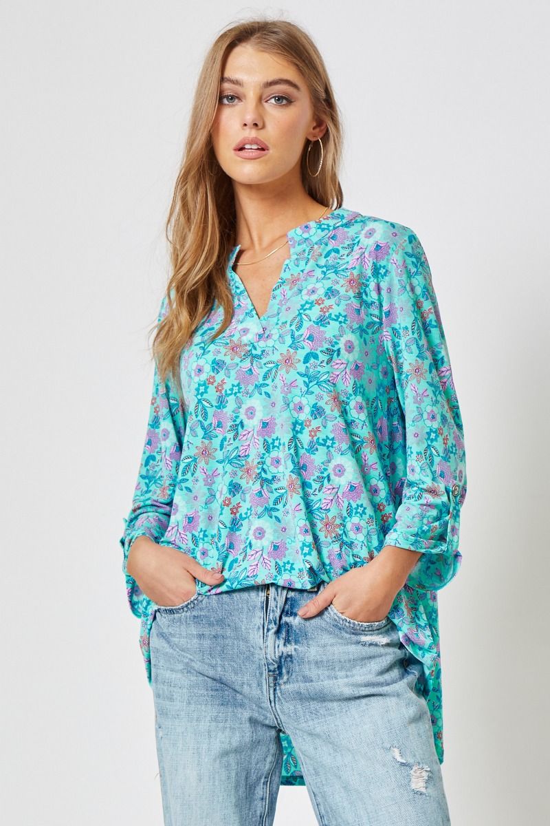 "Smarties" Dear Scarlett 3/4 Sleeve Split Neck