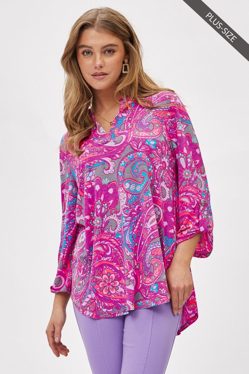 "Jolly Rancher" Dear Scarlett 3/4 Sleeve Split Neck