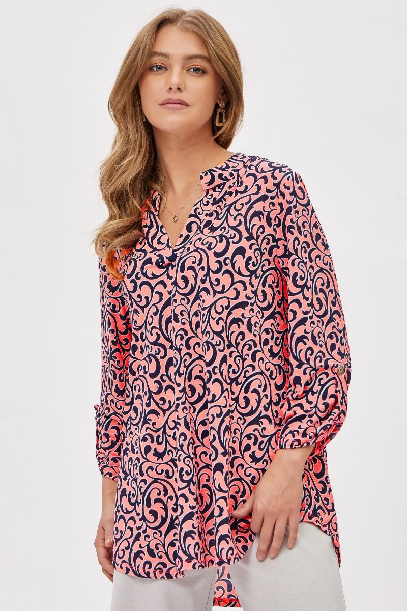 "Pixie Stick" Dear Scarlett 3/4 Sleeve Split Neck