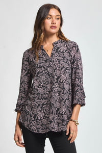 Dear Scarlett "Rhodium" Tiered Bell Sleeve Split Neck