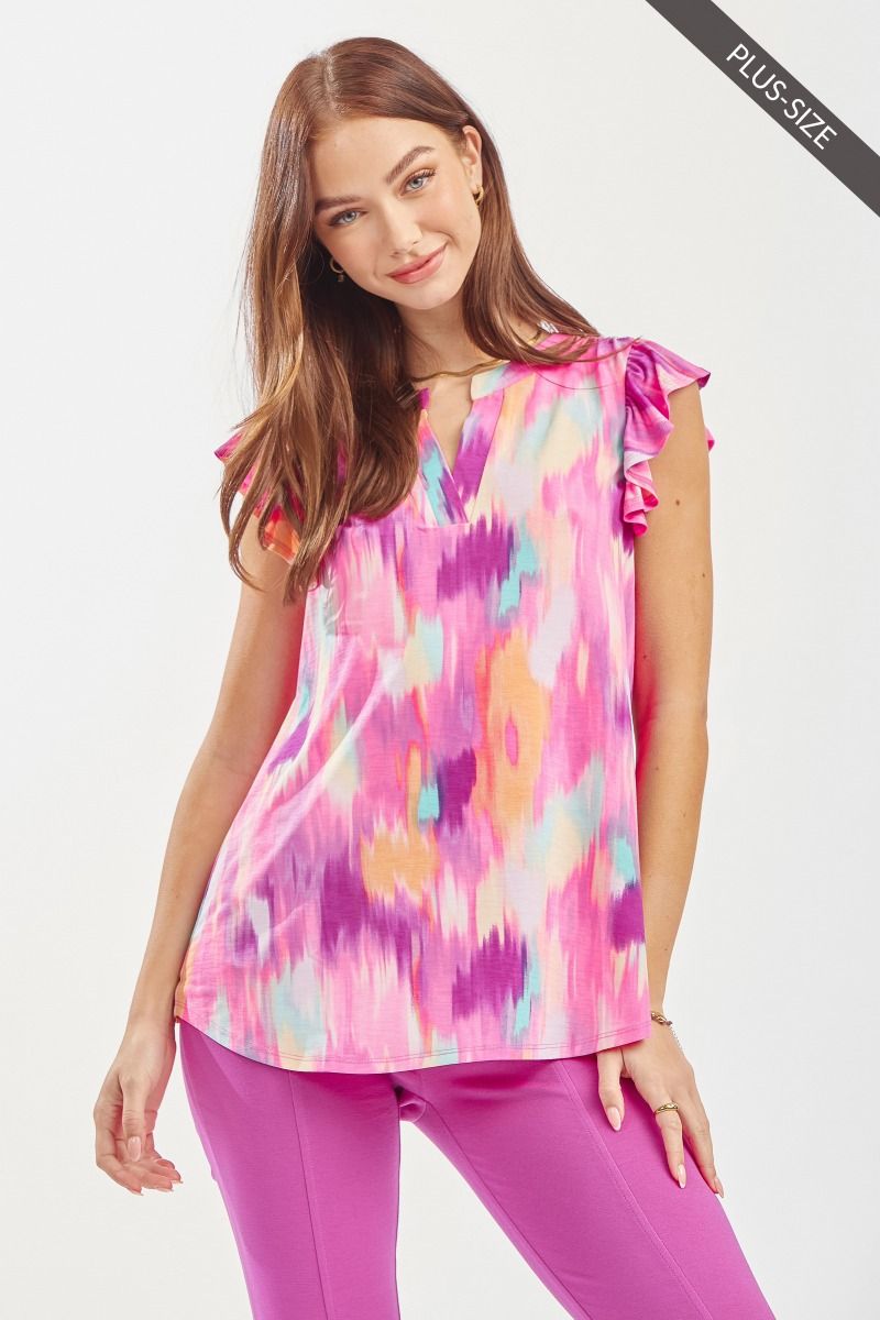 "Market" Flutter Sleeve Split Neck