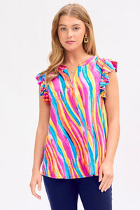 Dear Scarlett "Discover" Flutter Sleeve Split Neck