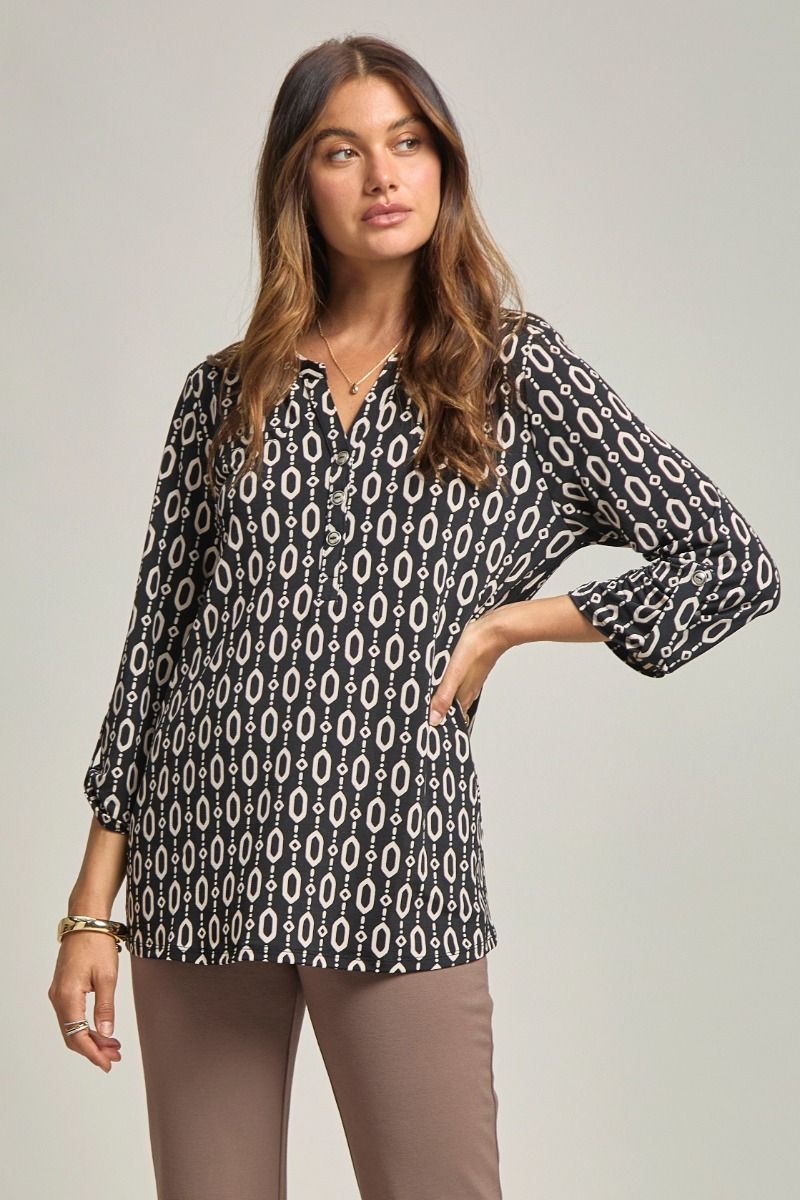 Dear Scarlett "Unbreakable" 3/4 Sleeve Button Front Lizzy Luxe