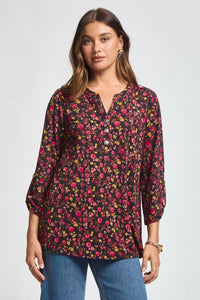 "Rectangle" 3/4 Sleeve Button Front Lizzy Luxe