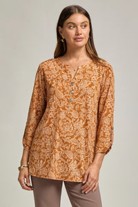 "Rhombus" 3/4 Sleeve Button Front Lizzy Luxe