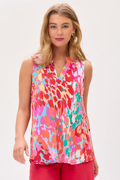 "Linus" Sleeveless Split Neck