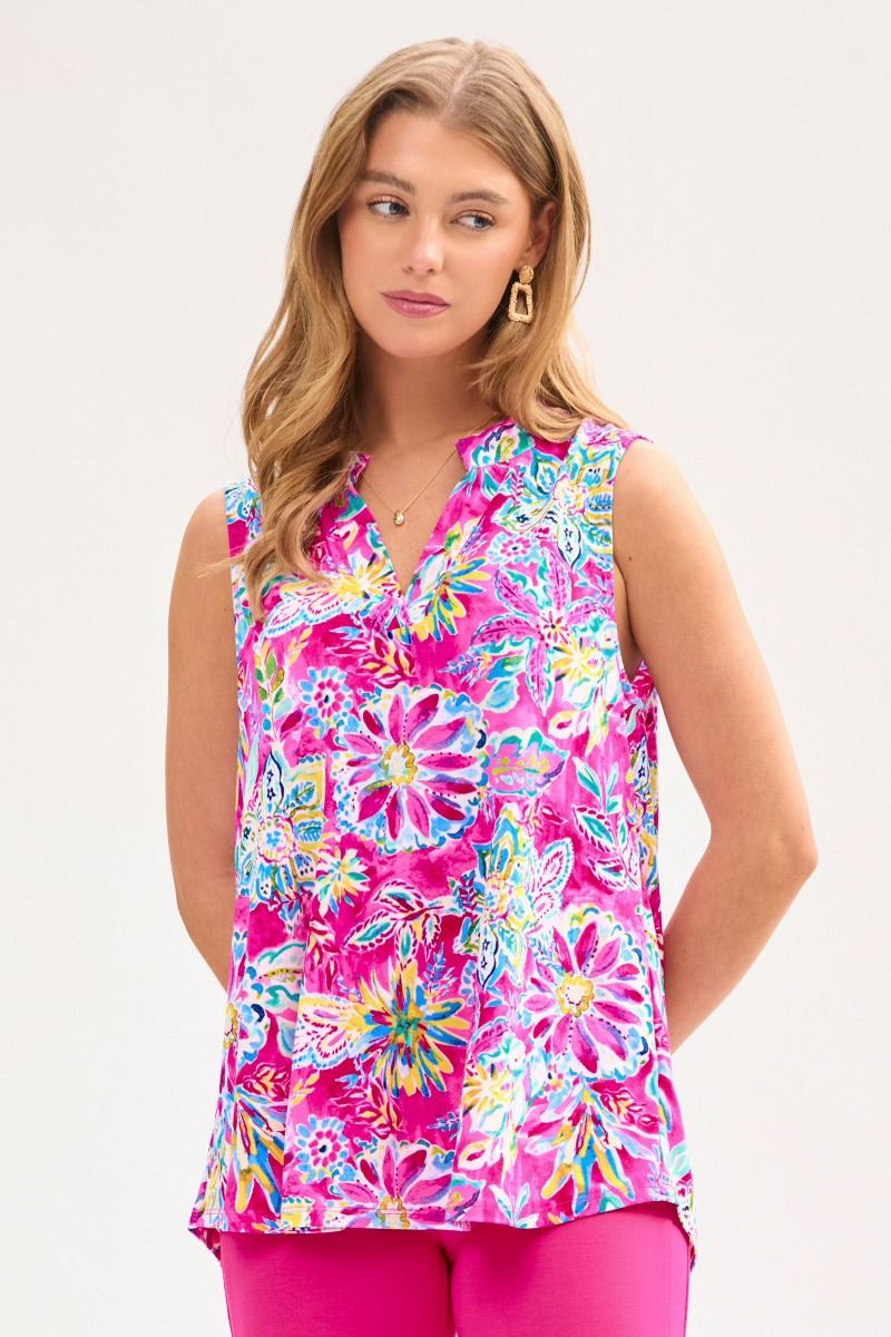 "Darius" Sleeveless Split Neck