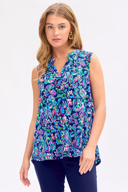 "Amherst" Sleeveless Split Neck
