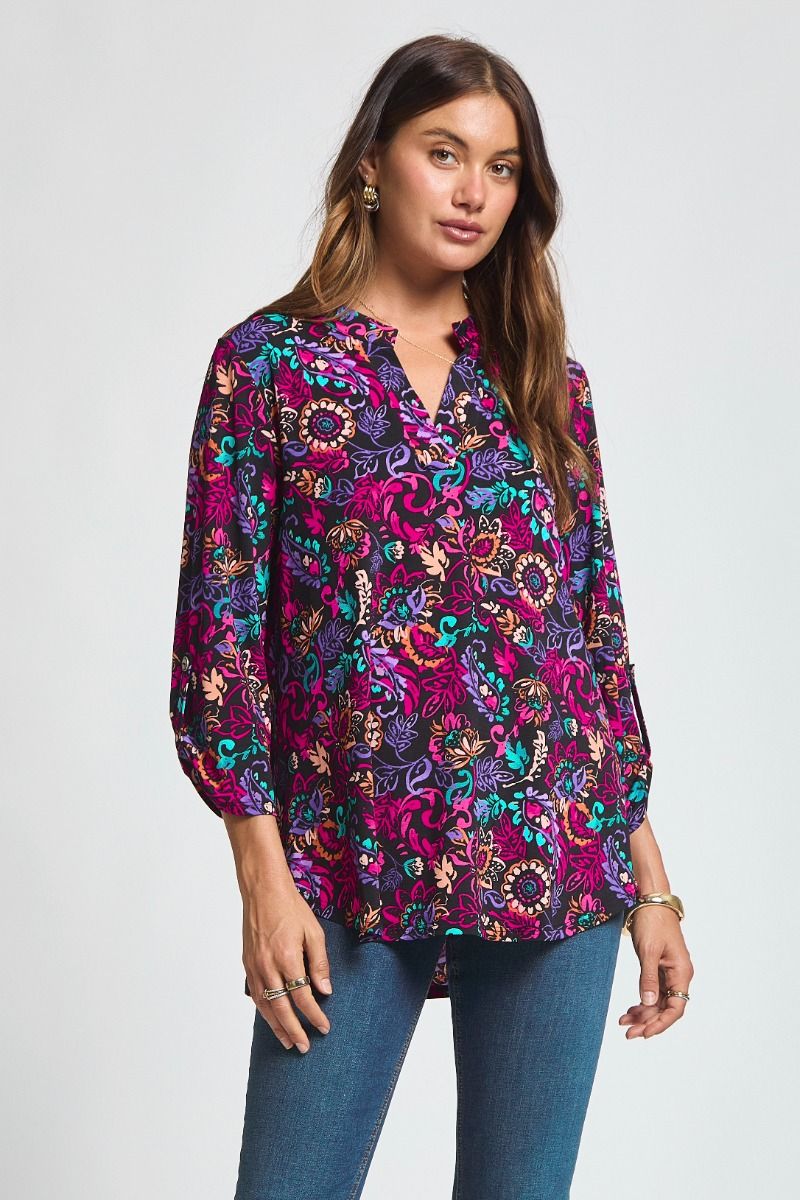 Dear Scarlett "Beetle" 3/4 Sleeve Split Neck