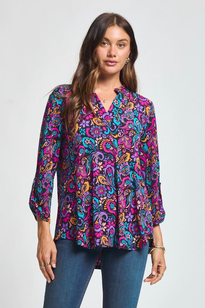 "Taissa" 3/4 Sleeve Split Neck
