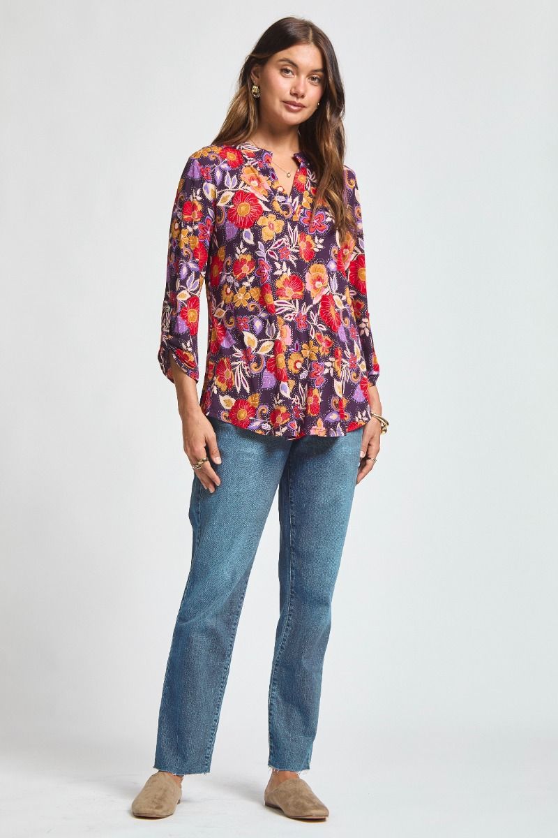 Dear Scarlett "Nightingale" 3/4 Sleeve Split Neck