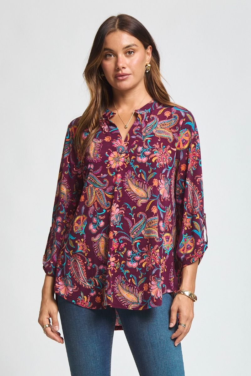 "Audra" 3/4 Sleeve Split Neck
