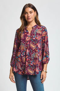 "Audra" 3/4 Sleeve Split Neck