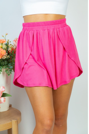 "Lockhart" Ribbed Skort (Pink)-Lola Monroe Boutique