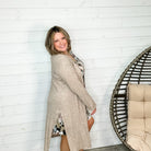 Long Sleeve Calf Length Cardigan (Taupe)-Lola Monroe Boutique