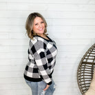 Long Sleeve Checkered V Neck Sweater (Black & White)-Lola Monroe Boutique