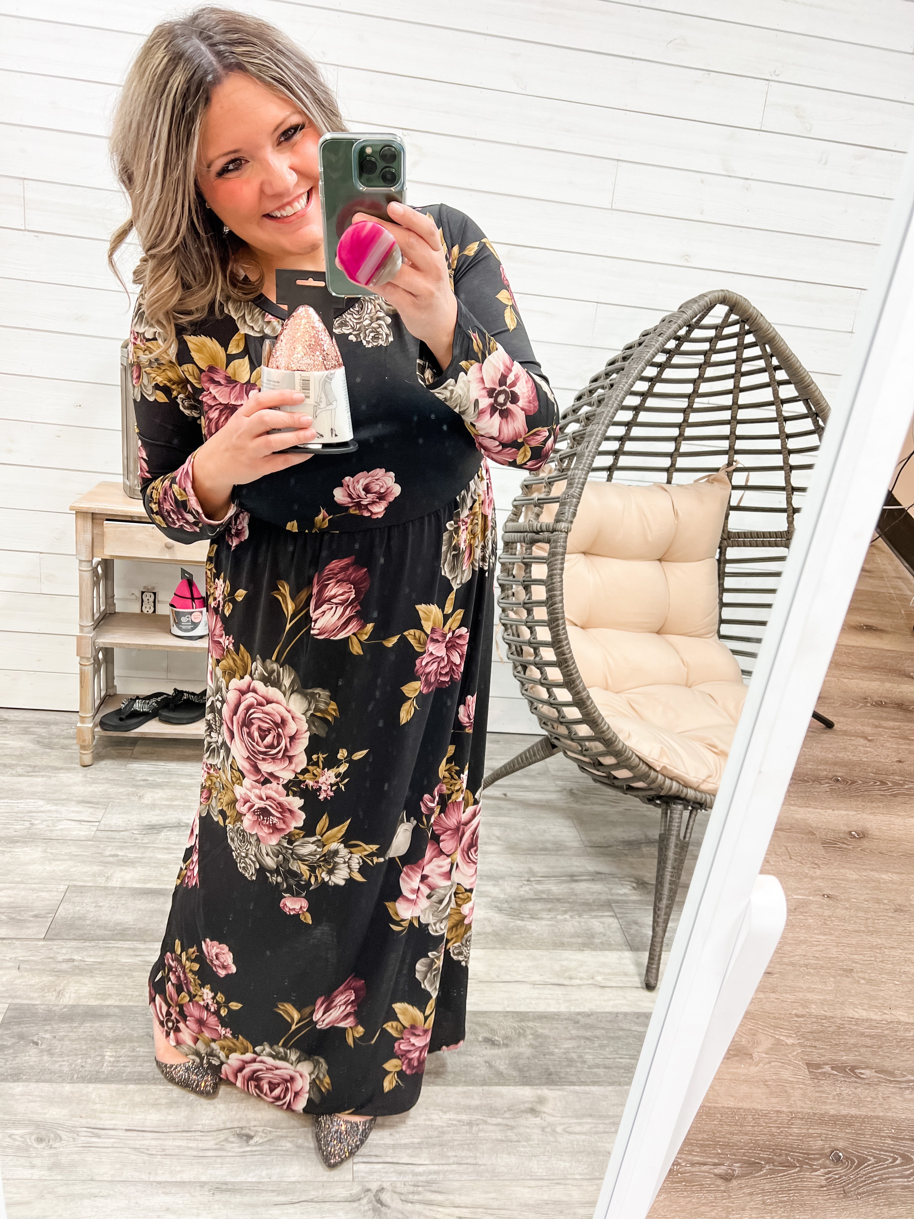 Long Sleeve Floral Maxi Dress-Lola Monroe Boutique