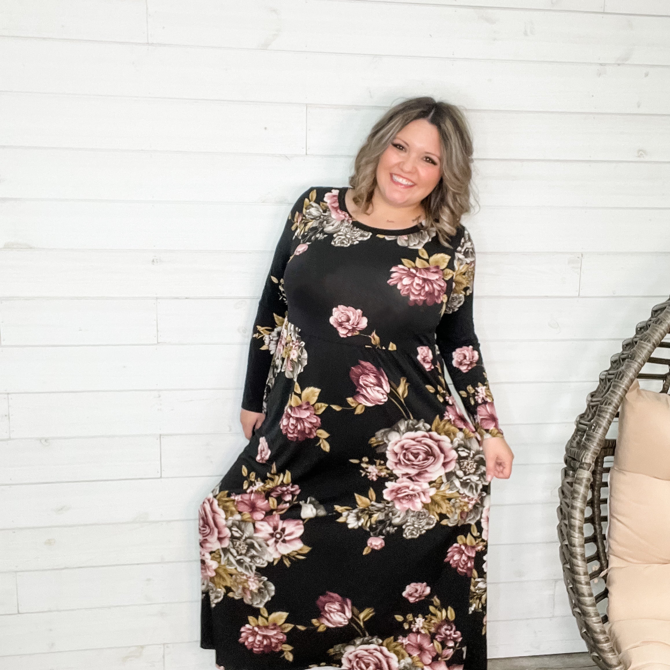 Long Sleeve Floral Maxi Dress-Lola Monroe Boutique