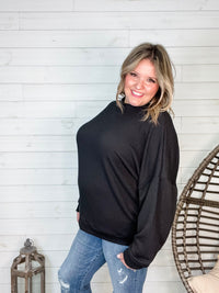 "Looks Like It" Oversized Corded Long Sleeve Pullover-Lola Monroe Boutique