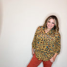 "Losing Battle" Animal Print Lizzy 3/4 Sleeve Split Neck-Lola Monroe Boutique