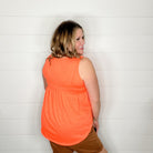 "Lottie" Babydoll V Neck Tank Top (Bright Orange)-Lola Monroe Boutique