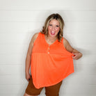 "Lottie" Babydoll V Neck Tank Top (Bright Orange)-Lola Monroe Boutique