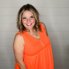 "Lottie" Babydoll V Neck Tank Top (Bright Orange)-Lola Monroe Boutique