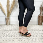 "Love Crew" Toe Loop Design Flat Sandal (Black)-Lola Monroe Boutique