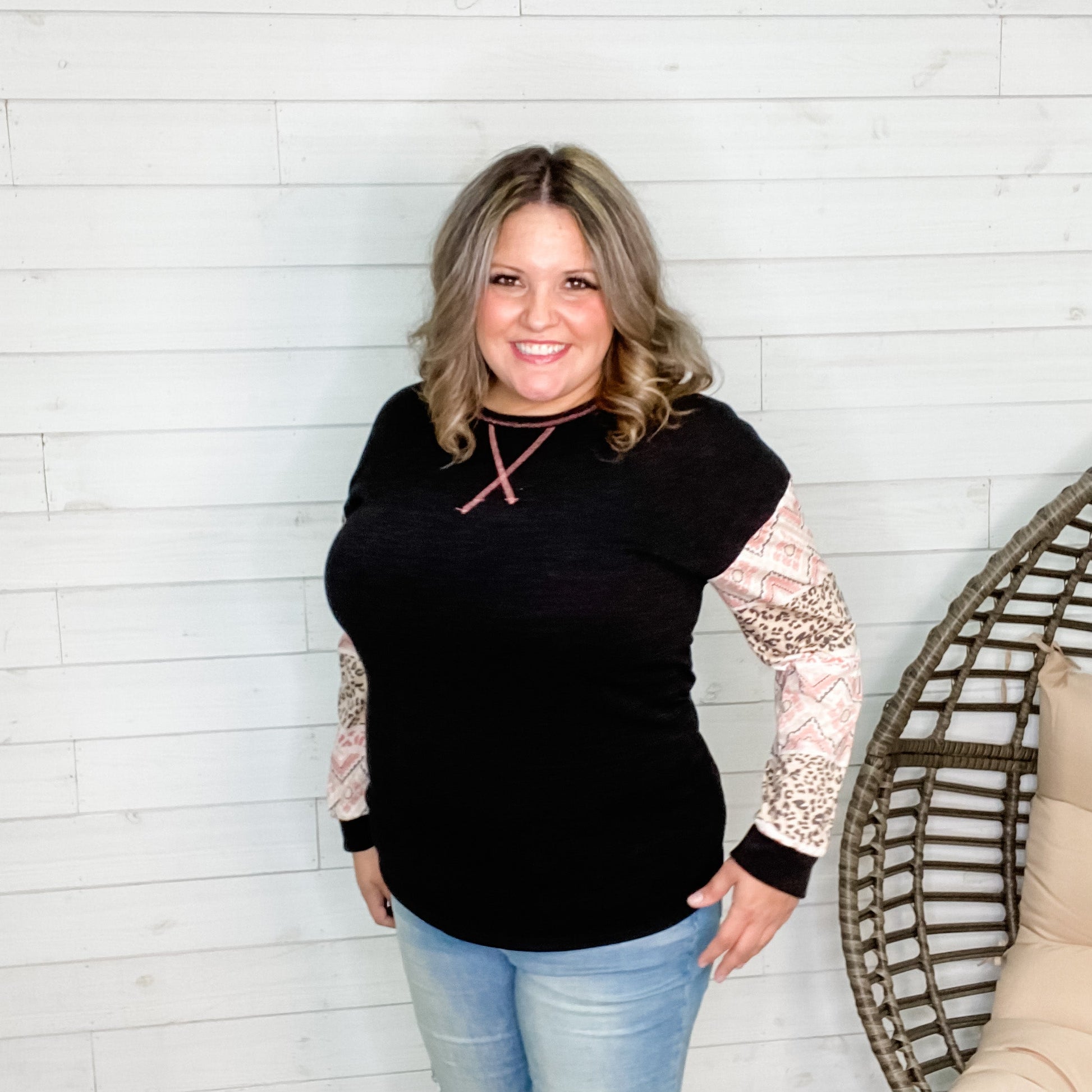 "Lucia" Long Sleeve Color Pattern Block