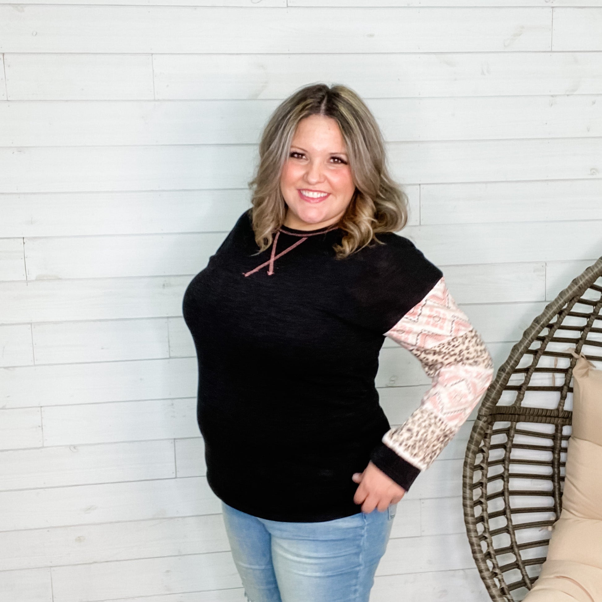 "Lucia" Long Sleeve Color Pattern Block