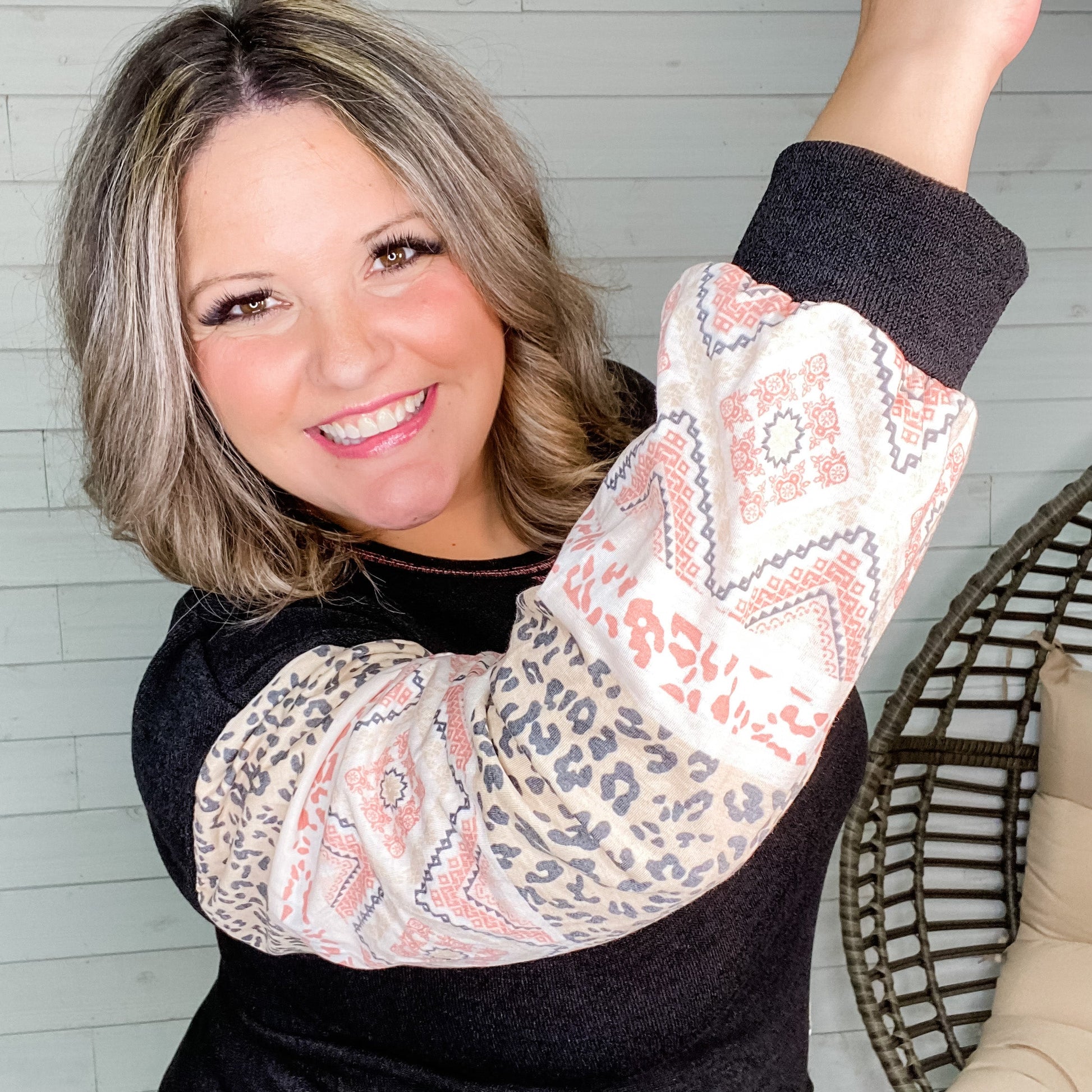 "Lucia" Long Sleeve Color Pattern Block