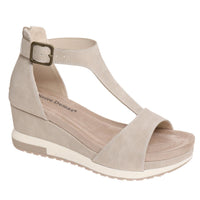 "Lyra" Sandal with Back Zip and Side Buckle (Nude)-Lola Monroe Boutique