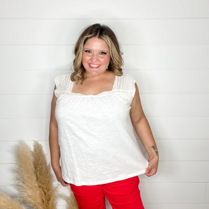 "Mabel" Square Neck Tank with Lace Detail