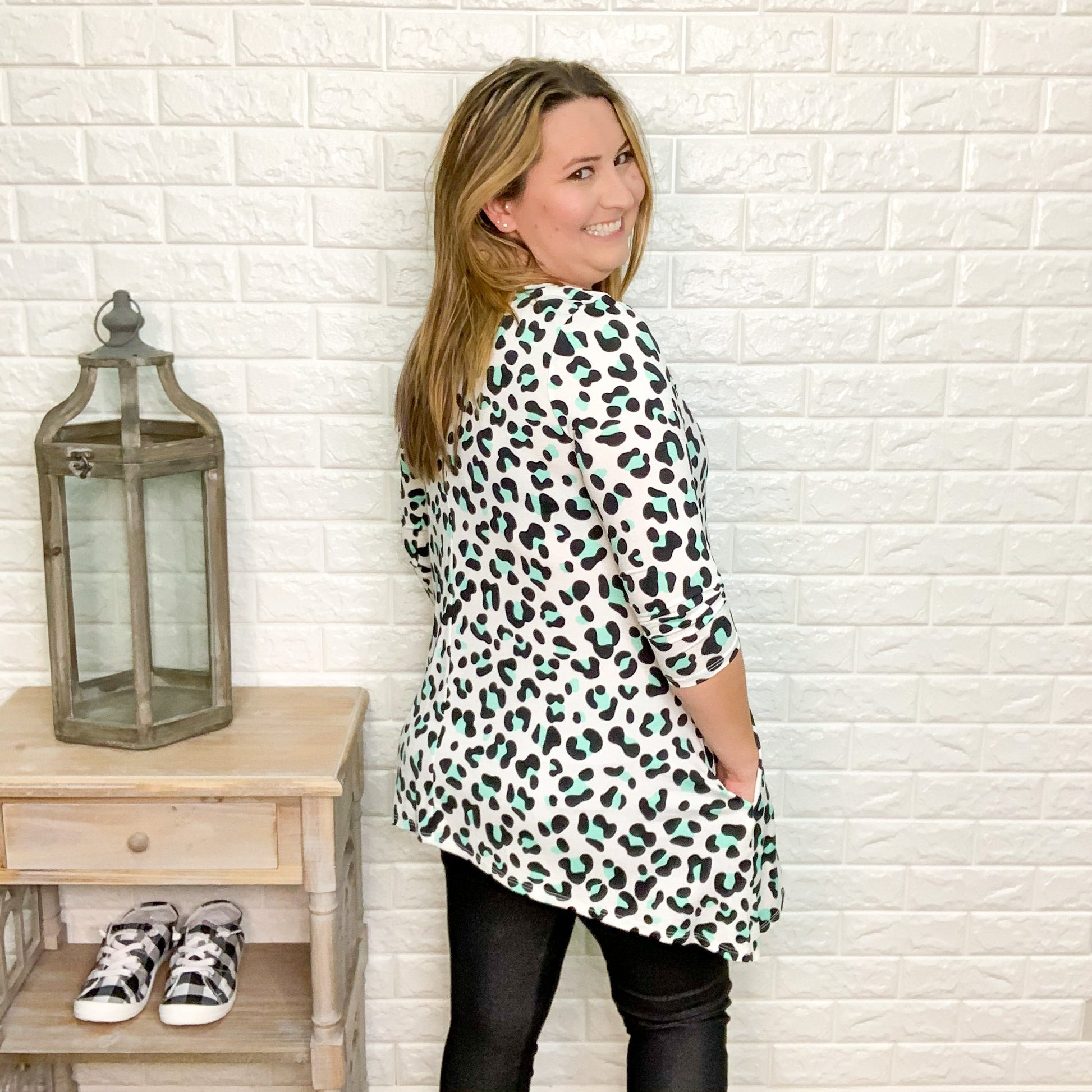 "Madison" Animal Print Shark Bite Hem With Side Pockets