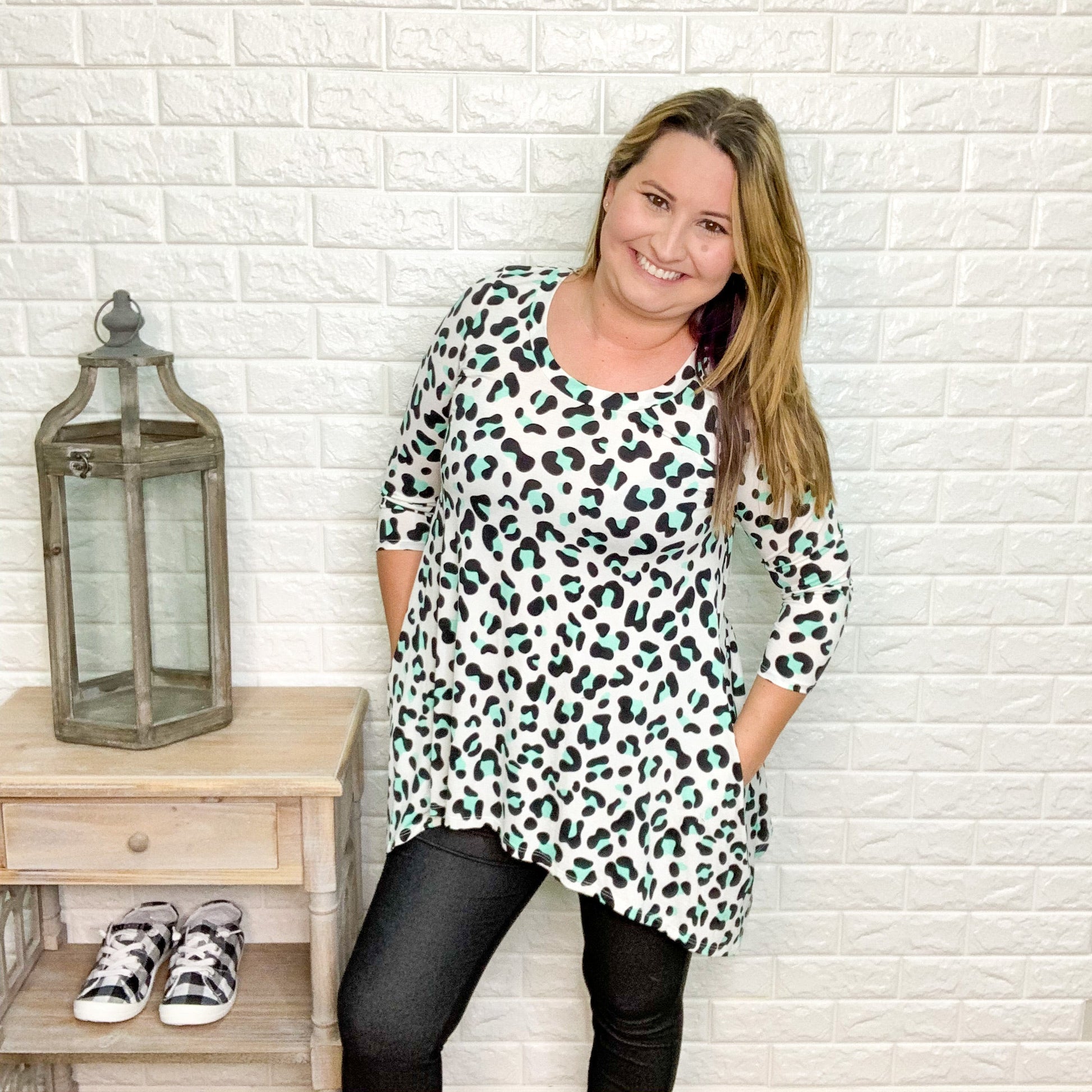 "Madison" Animal Print Shark Bite Hem With Side Pockets