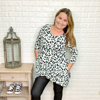"Madison" Animal Print Shark Bite Hem With Side Pockets