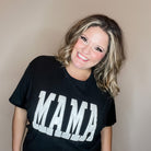 "Mama" White Glitter Puff Graphic Tee-Lola Monroe Boutique