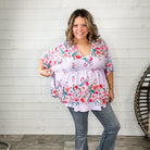 "Mandie" Floral 3/4 Sleeve V Neck Peplum-Lola Monroe Boutique