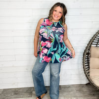 "Manny" Floral Relaxed Fit Tank-Lola Monroe Boutique