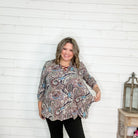 "Maria" Paisley Lizzy 3/4 Sleeve Split Neck-Lola Monroe Boutique