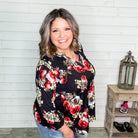 "Marla" Floral 3/4 Sleeve Split Neck-Lola Monroe Boutique