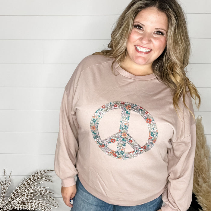 Mauve "Peace" Long Sleeve Crewneck