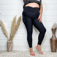 Max Sculpt Black Ribbed Leggings with Pockets