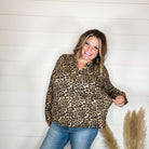 "Maxey" Animal Print Long Sleeve Split Neck-Lola Monroe Boutique