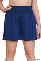 "Maxie" Smocked Waist Shorts (Light Navy)-Lola Monroe Boutique