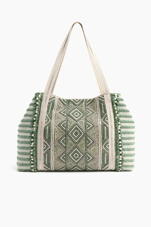 Meadow Aztec Embellished Tote-Lola Monroe Boutique